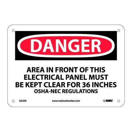 Nmc Safety Signs - Danger Area - Rigid Plastic 7"H X 10"W D225R